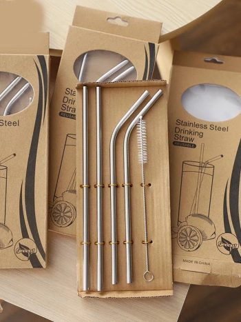 Reusable Metal Straws Kenya Stainless Steel Set with Brush | Kisasahome Kenya