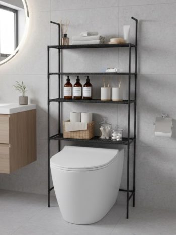 Over The Toilet Storage Rack / Bathroom Shelf Canvas & Metal Frame 3-Tier | Kisasahome Kenya