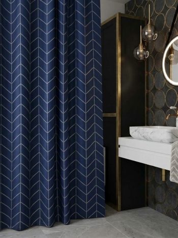 EurCross Navy Blue Geometric Polyester Shower Curtain (180 x 200cm) - Kisasahome Kenya