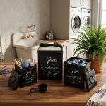 3-Piece Black Metal Laundry Detergent Storage Box Set with Lids & Scoop - Kisasahome Kenya