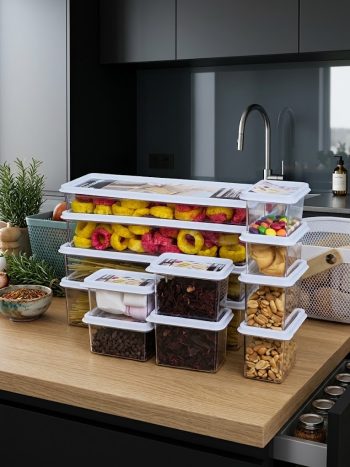 12-Piece Clear Stackable Fridge & Pantry Food Storage Containers Set - Kisasahome Kenya