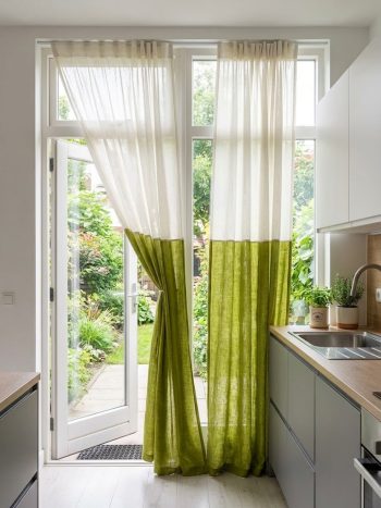 2-Panel Two-Tone Green & Cream Light-Filtering Sheer Window Curtains MIULEE - Kisasahome Kenya