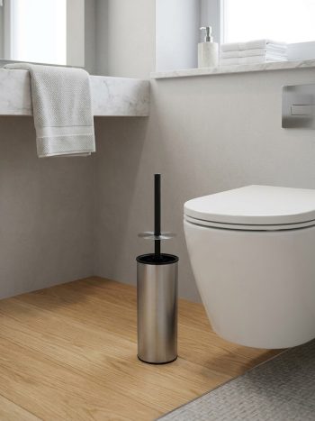 Stainless Steel Toilet Brush & Holder Drip-Free Splash-Proof Bathroom Cleaner