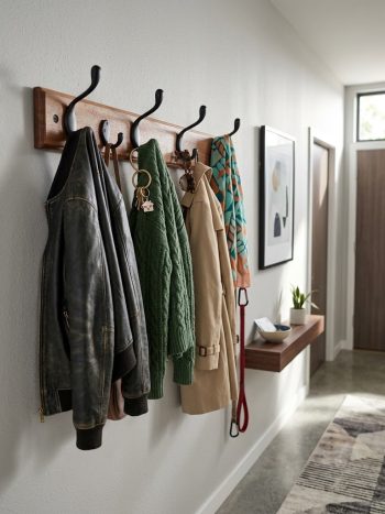 Modern Wooden Wall Coat Rack (40 cm x 7 cm) – Rustic 4-Hook Entryway Hanger - Kisasahome Kenya