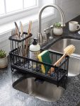 Black Kitchen Stainless Steel Dish Sponge Organizer