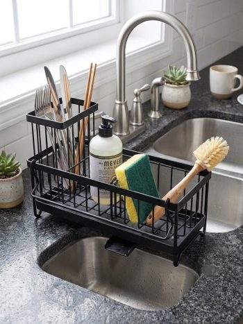Black Kitchen Stainless Steel Dish Sponge Organizer