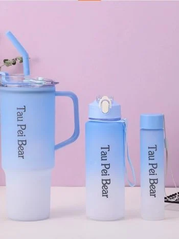 3-in-1 Gradient Water Bottle Set with Straw Handle | Kisasahome Kenya